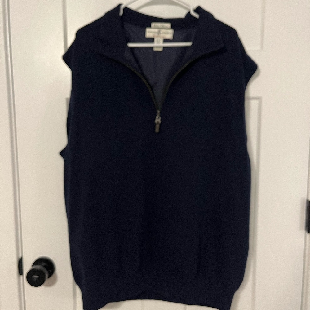 Fairway & Greene Golf Vest Men's XL Navy 100% Italian Merino Wool Lined Classic